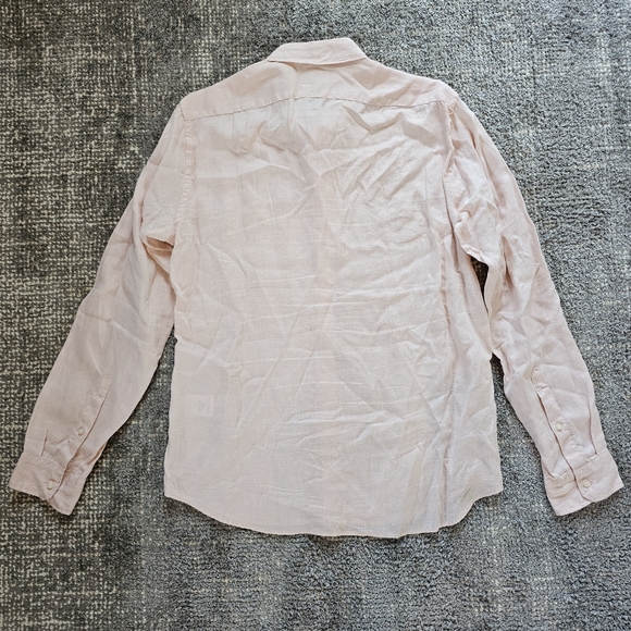 Vince. 100% Linen Long Sleeve Button Up Shirt Peach Mens Medium - Picture 2 of 9